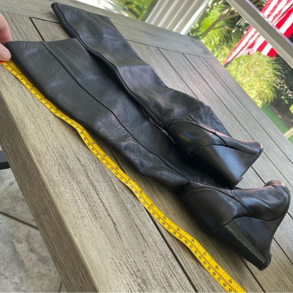 Stuart Weitzman Black Over the Knee Wedge Boots Womens Size 7 - Picture 8 of 12